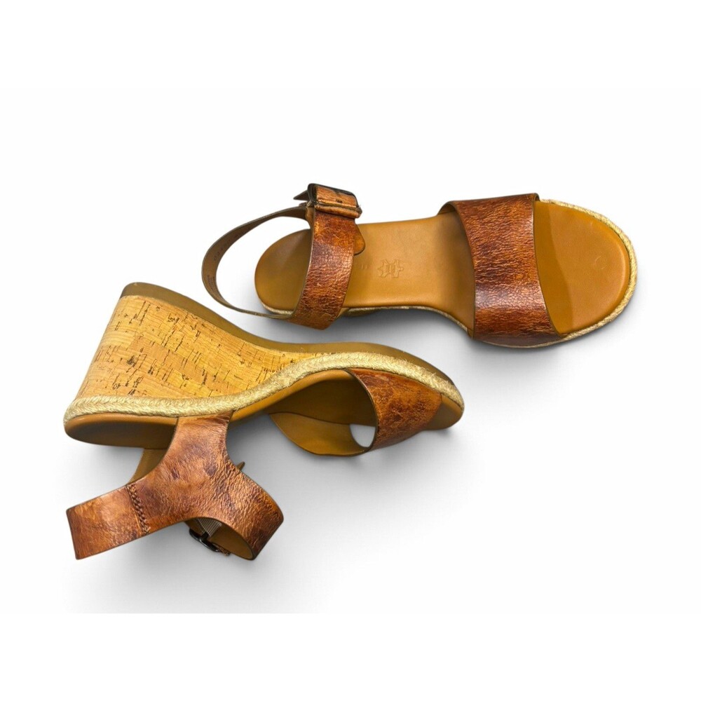 Paul Green Austria Leather Platform Wedge Sandals Brown Cork US 7 UK 4.5 Comfort